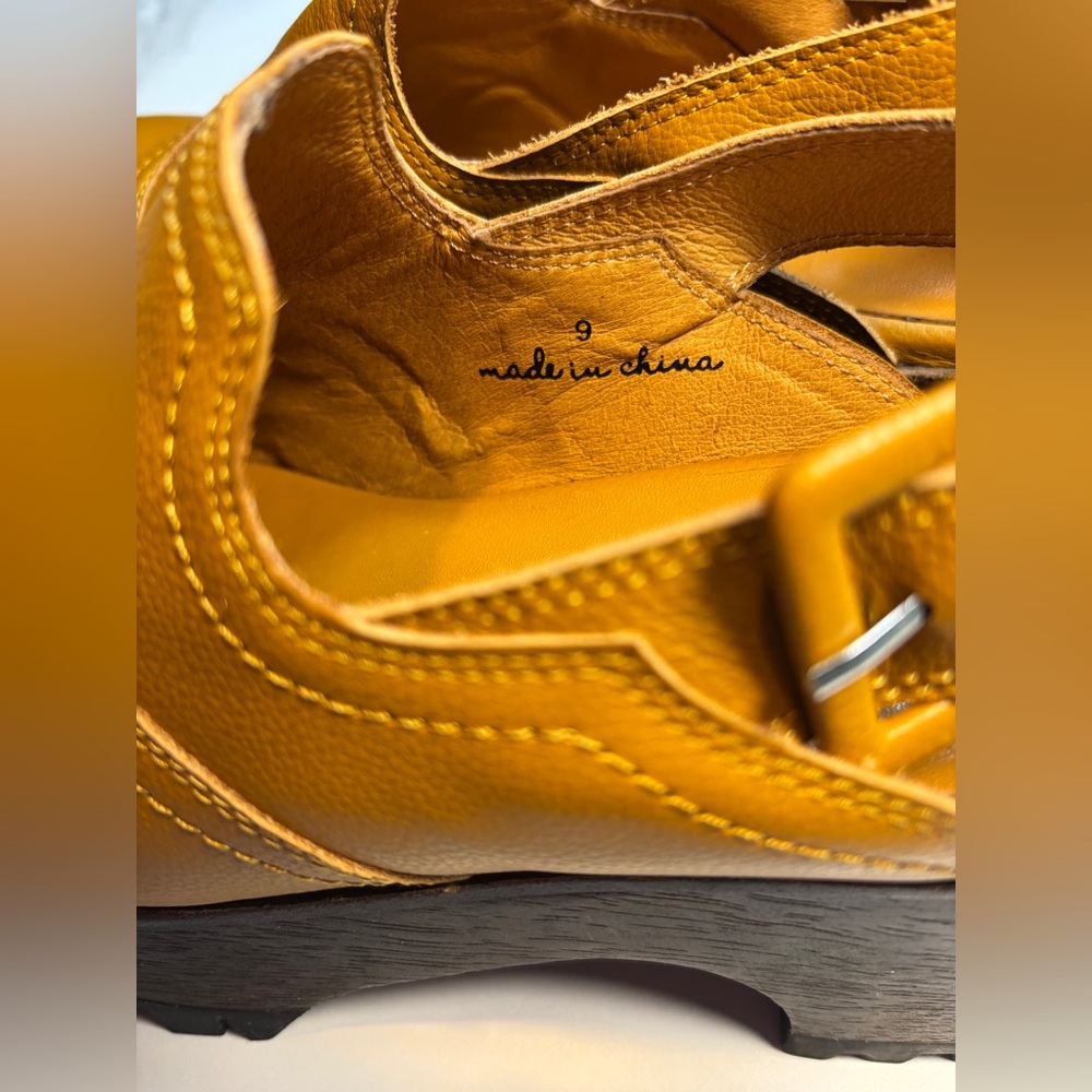 NWOT Charlotte Stone Caramel Leather Chunky Platform Slingback Clogs - Picture 8 of 10